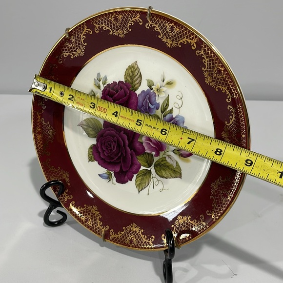 Weatherby Royal Falcon Roses Floral Design Plate Gold Patterned Rim England - Picture 9 of 11